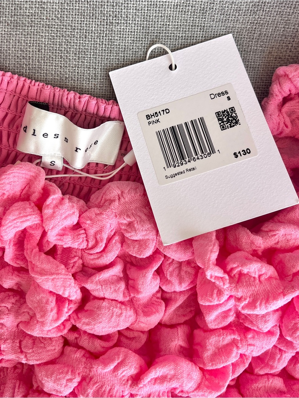 Endless Rose Bubble Puff Texturized fabric midi dress puff sleeve Pink size S - Picture 5 of 17